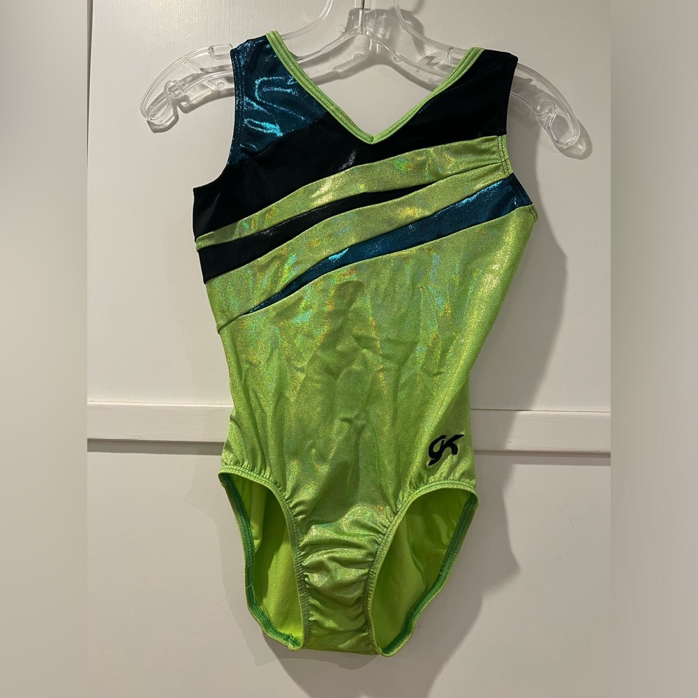 GK Elite Sportswear Green Mystique Gymnastics Leotard AS 12/14